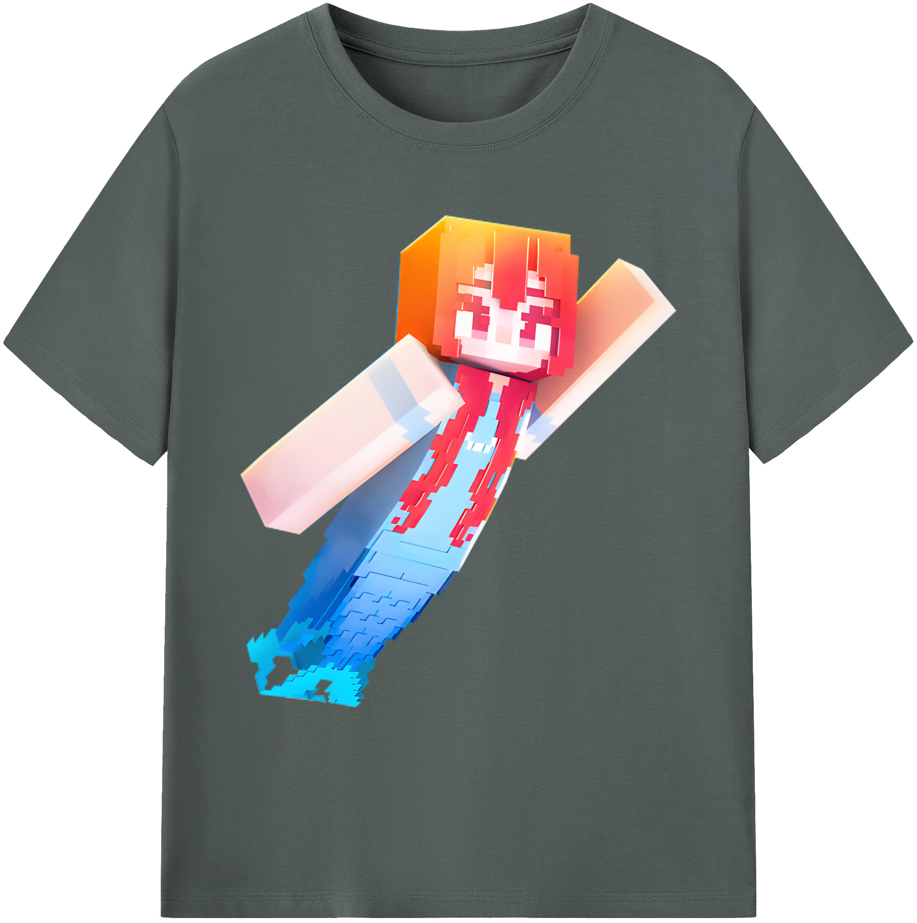 （画像用） マインクラフト ブロックの世界 Minecraft MC Block world 綿100％ メンズ半袖Tシャツ｜肌触りやわらか＆通気性